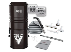 Aspirateur central CycloVac Black Edition avec ensemble d'accessoires 35' garantie 25 ans